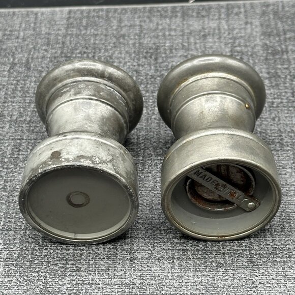 Vintage Pewter Salt & Pepper Shaker Set Empire Pewter Made in Italy Mill Set - Picture 3 of 9